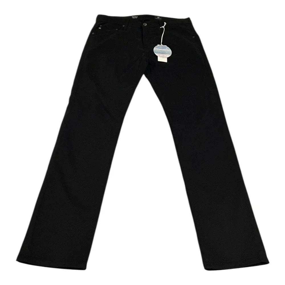 NWT‎ AG Jeans Tellis Modern Slim Sueded Stretch Sateen Black Pants Mens 32x32